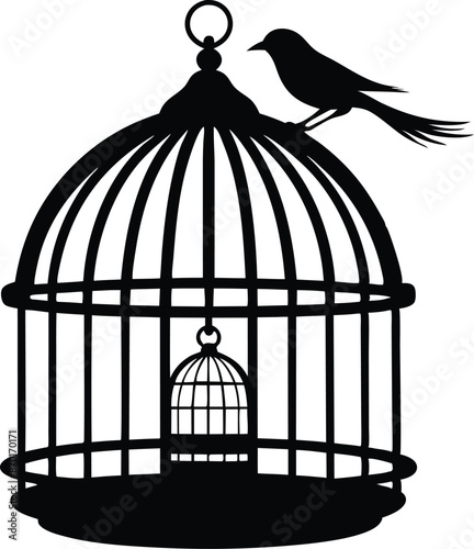 Bird cage silhouette vector illustration design