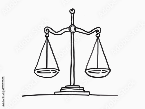 Scales Of Legal Justice Weighing Options And Informed Decisions: One Line Drawing Vector Illustration
