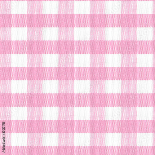 Mantel de tela a cuadros rosa pastel y blanco para picnic. Tejido de diseño a cuadros grandes.	