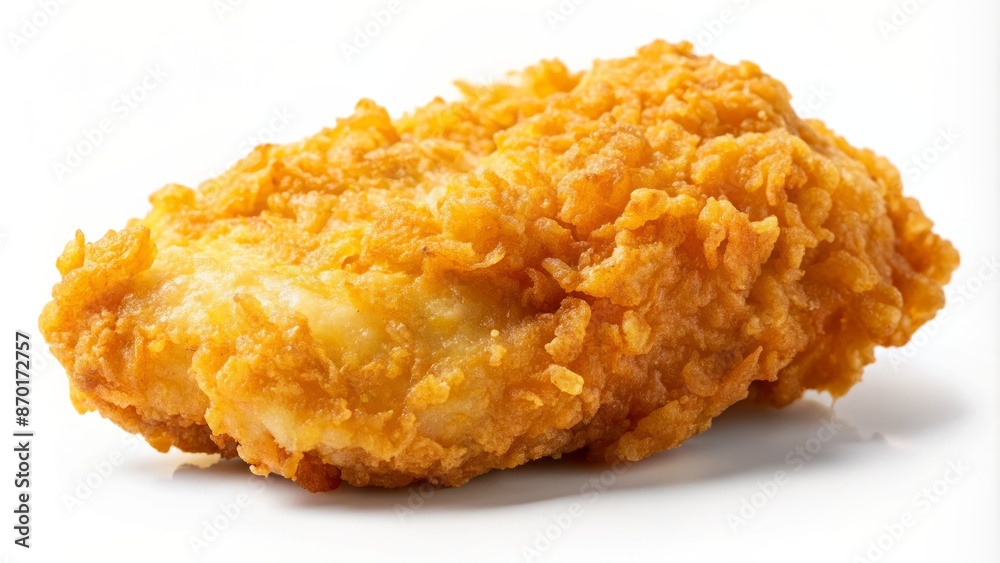 Crispy golden battered juicy chicken nugget isolated on transparent background with soft focus and delicate shadow for commercial use. Crispy golden battered juicy chicken nugget isolated on transparent background with soft focus and delicate shadow for commercial use.