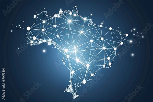 Brazil connectivity map outline with stars and lines abstract framework