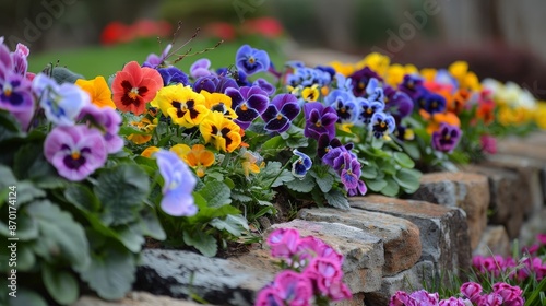 Wallpaper Mural The cheerful faces of pansies peek up from the flowerbeds, their vibrant colors and expressive markings brightening the garden. Torontodigital.ca