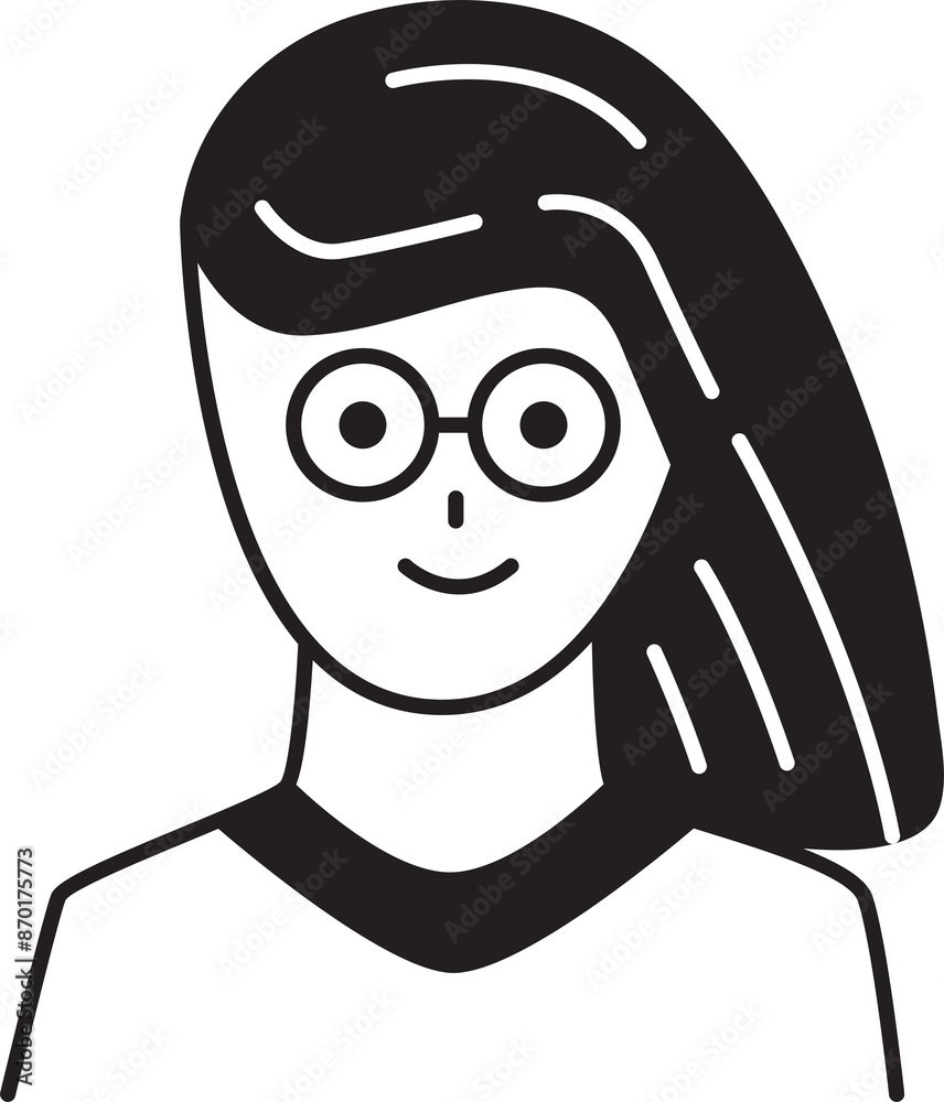 Naklejka premium Nerd Girl Character Avatar 