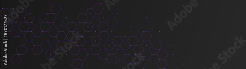 abstract hexagon pattern image with gradient color dots and a black background