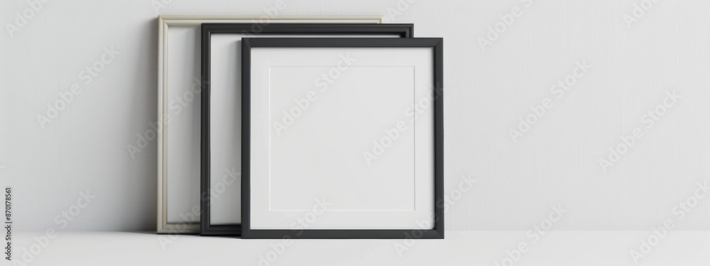 Picture frame mockup, minimalist, frame black, background white, frame ratio close to the camera, slightly tilted backwards. Picture frame mockup, minimalist, frame black, background white, frame ratio close to the camera, slightly tilted backwards.