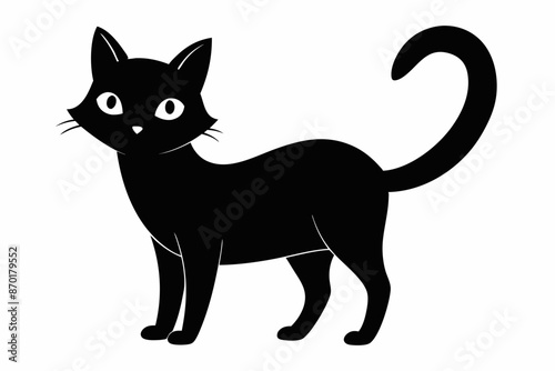 black and white cat silhouette, cat vector illustration, cats silhouette, animal silhouette isolated vector Illustration, png, cat icon