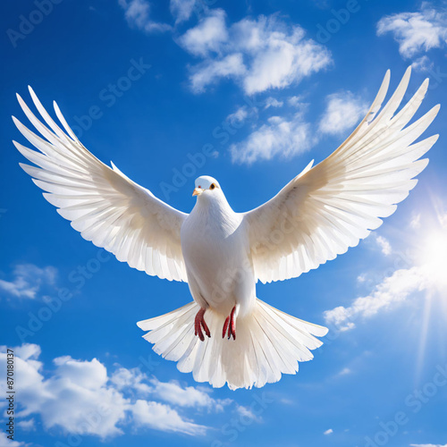 white dove flying in the sky