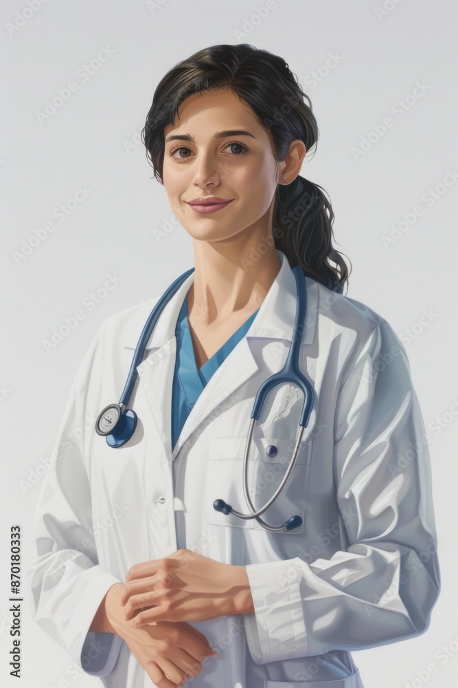 Doctor giving medical advice, Portrait half-body, hyper-realistic, high detail, photorealistic, white background Doctor giving medical advice, Portrait half-body, hyper-realistic, high detail, photorealistic, white background