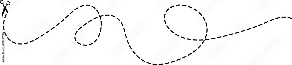 Scissors with cut line mark and symbol for cropping Scissors with cut line mark and symbol for cropping