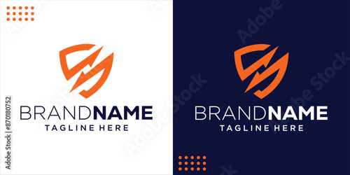 Thunder Shield vector logo template. This design is suitable for electrical businesses, Design Inspiration, Illustration, Vector
