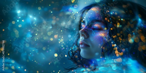 Wallpaper Mural Conceptual art piece of a woman's head,entwined with colorful smoke trails, reality and fantasy. Torontodigital.ca