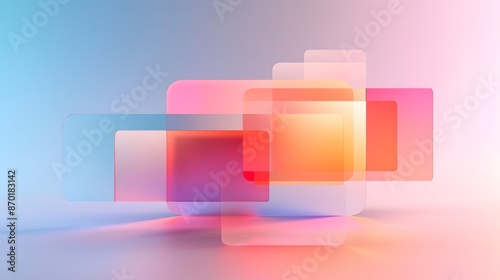 Glowing Geometric Abstraction with Luminous Shapes and Vibrant Gradient Colors