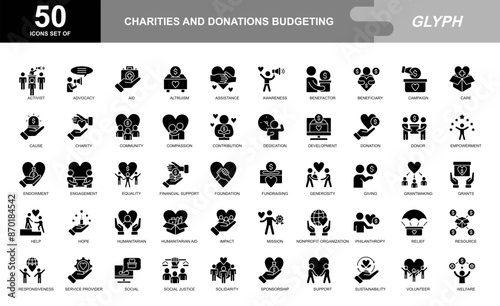 Charities and Donations icon set