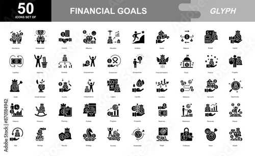 FINANCIAL GOALS icon set