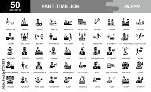 part-time job icon set