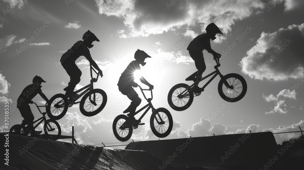 Obraz premium BMX racing competition with bike professional racing on BMX bicycle motocross