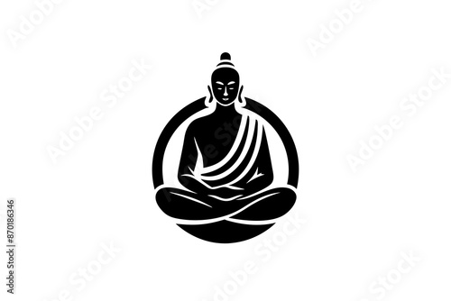 black and white buddha silhouette, buddha vector illustration, Lotus silhouette, Buddhism Lotus position silhouette isolated vector Illustration, png, buddha  icon	