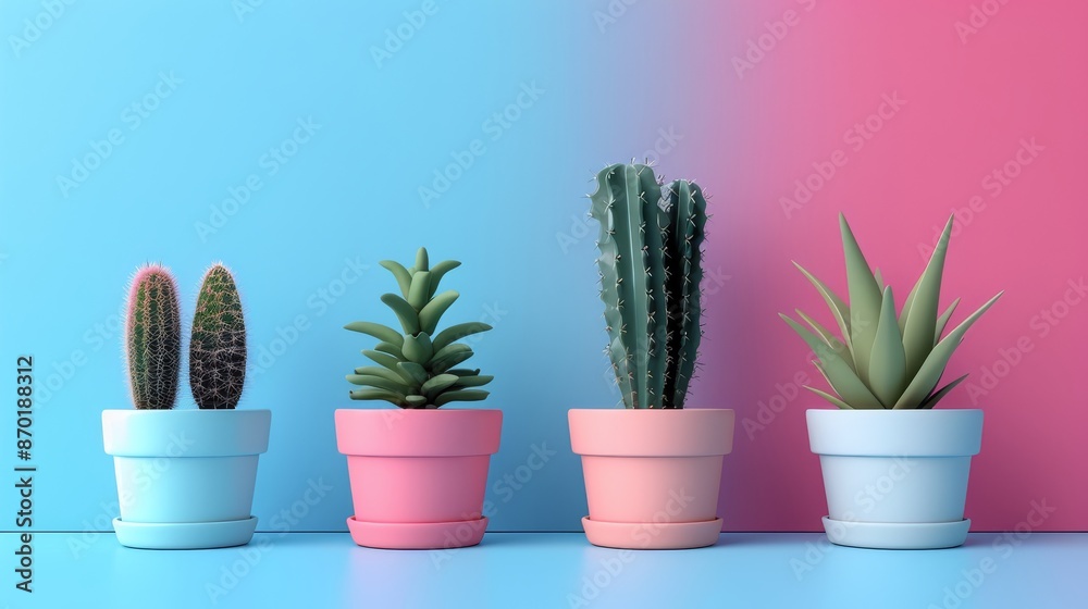Small plant in a pot, minimalist 3d render Small plant in a pot, minimalist 3d render