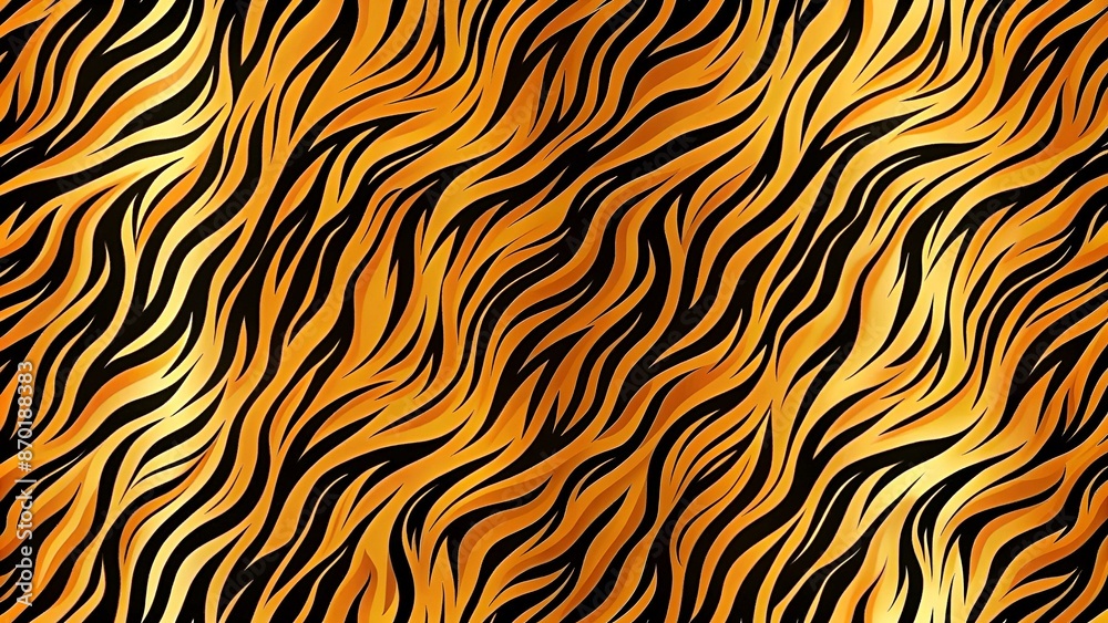 Background with a pattern of tiger stripes, tiger color. Tiger skin background or texture. Background with a pattern of tiger stripes, tiger color. Tiger skin background or texture.