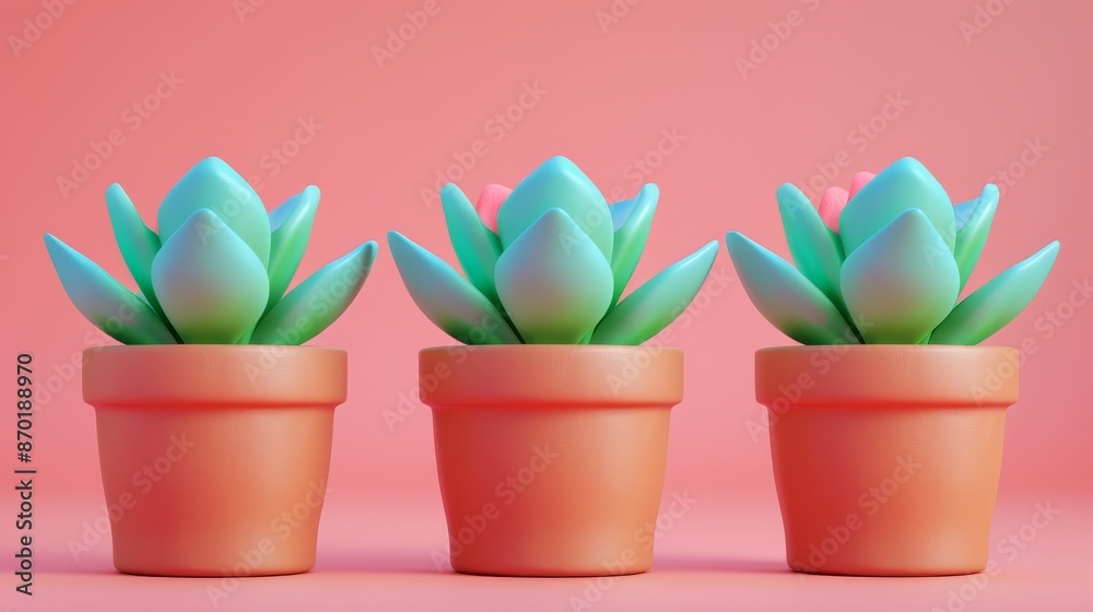 Small plant in a pot, minimalist 3d render Small plant in a pot, minimalist 3d render