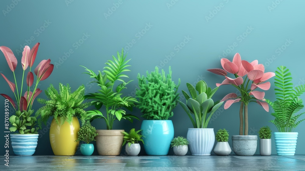 Small plant in a pot, minimalist 3d render Small plant in a pot, minimalist 3d render