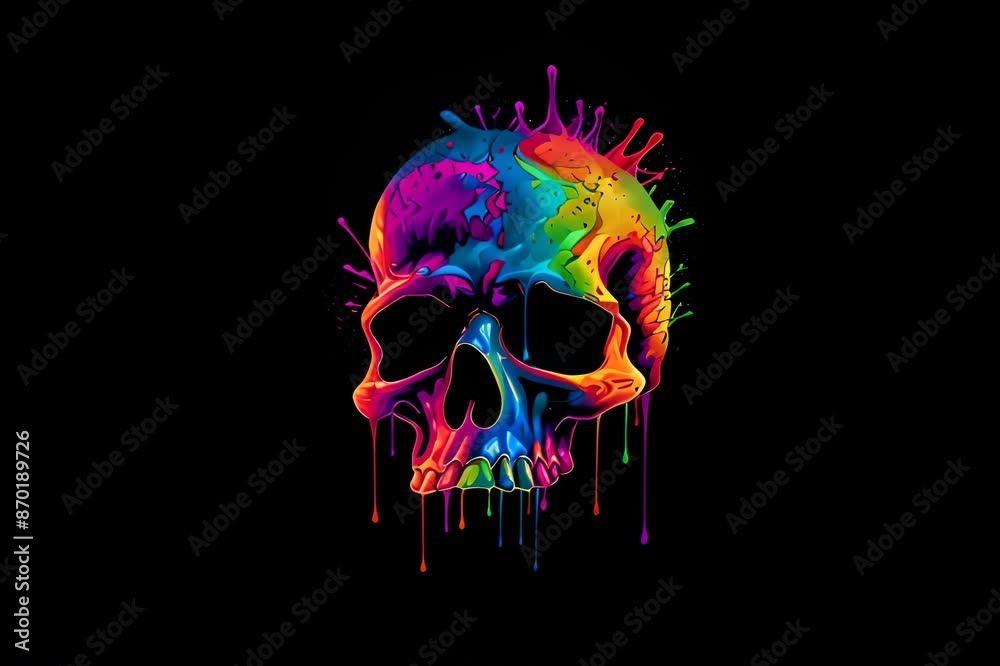color skull on black background color skull on black background
