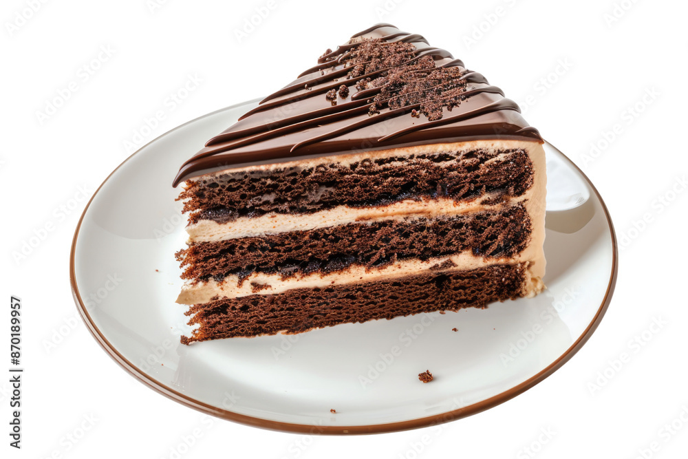 Cake slice in a plate isolated on transparent background Cake slice in a plate isolated on transparent background