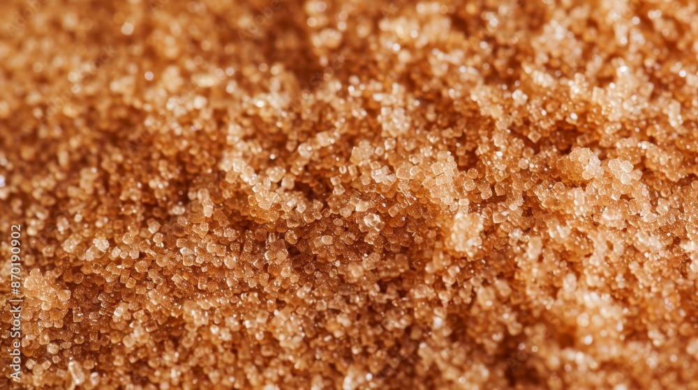 Close-up of granulated brown sugar, isolated background, detailed texture, rich brown hues, sharp focus, simple and elegant presentation Close-up of granulated brown sugar, isolated background, detailed texture, rich brown hues, sharp focus, simple and elegant presentation