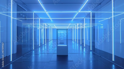 a room with blue lights photo