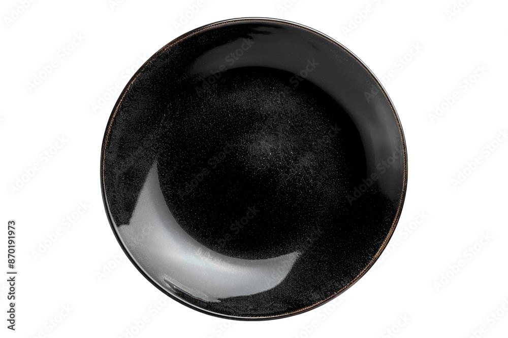 Empty procelain black ceramic plate isolated on transparent background Empty procelain black ceramic plate isolated on transparent background