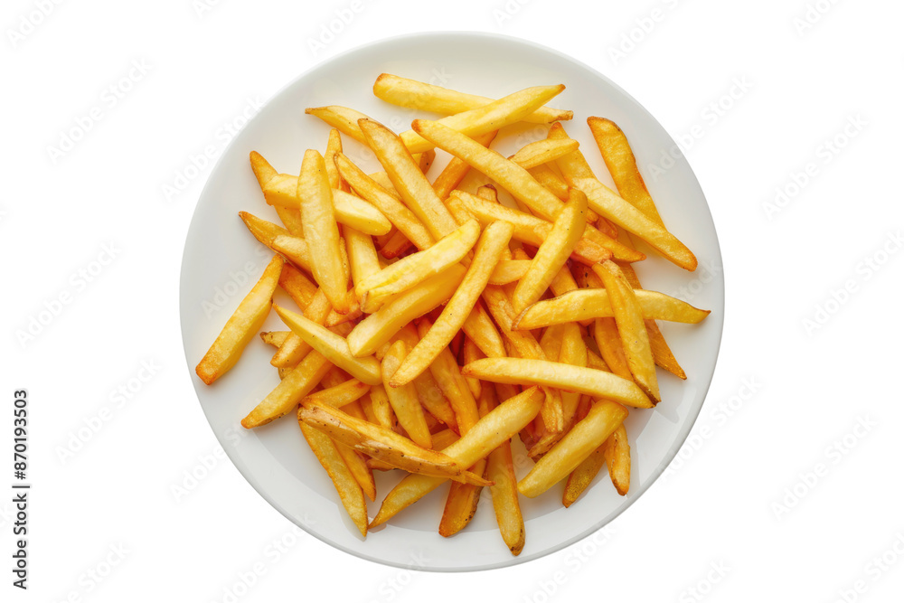 French fries potatoes in a plate isolated on transparent background French fries potatoes in a plate isolated on transparent background