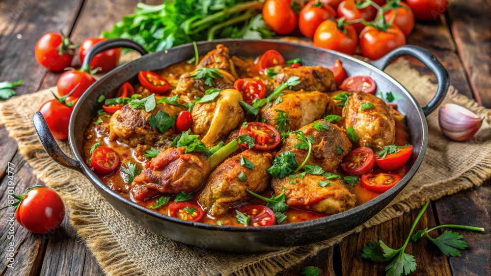 飪 Delicious And Healthy Chicken Curry With Fresh Tomatoes And Herbs. 飪 Delicious And Healthy Chicken Curry With Fresh Tomatoes And Herbs.