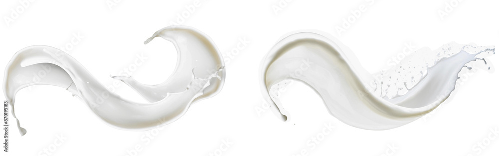 Set of milk splashing isolated Set of milk splashing isolated