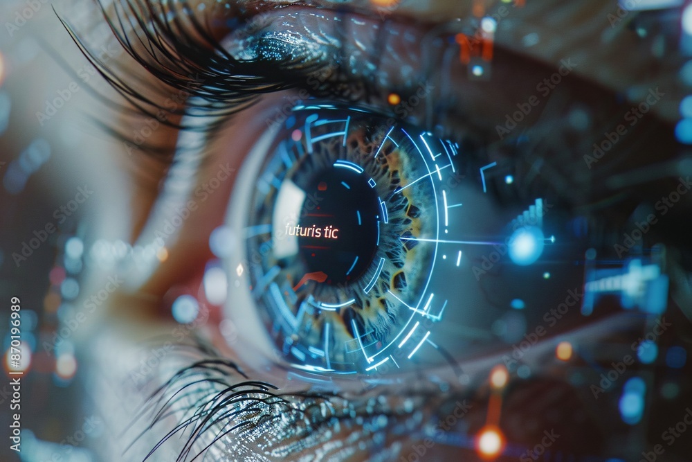 close up of a person's eye with a digital eye close up of a person's eye with a digital eye