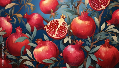 Summer Wallpaper Delight: Fresh Pomegranate Seamless Pattern for a Fruity Background
