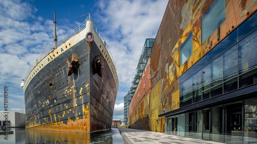 The exterior of the Titanic Museum in Belfast, UK, captured on June 1, 2018. photo