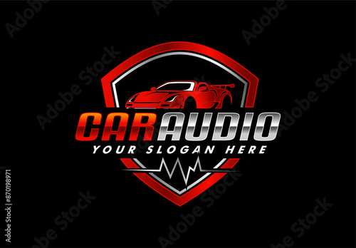 car audio logo silhouette template on black background