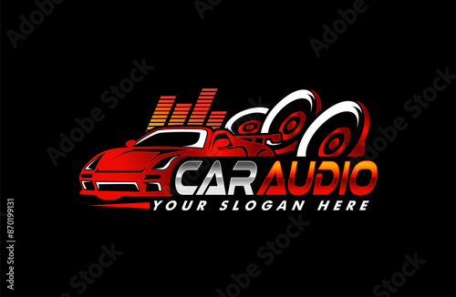 car audio logo silhouette template on black background