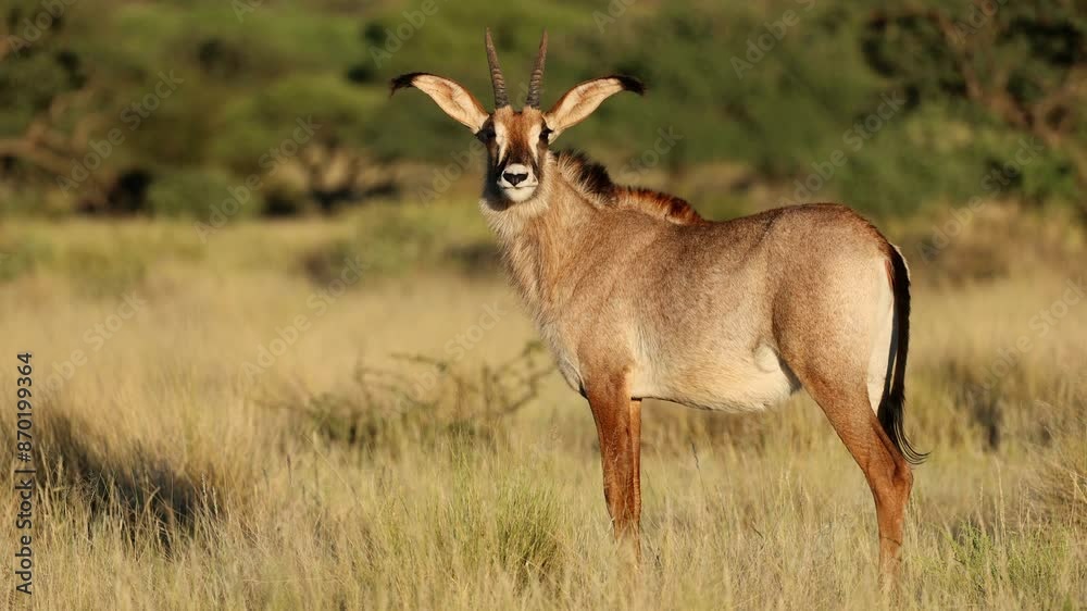 A rare roan antelope (Hippotragus equinus) in natural habitat, Mokala National Park, South Africa A rare roan antelope (Hippotragus equinus) in natural habitat, Mokala National Park, South Africa