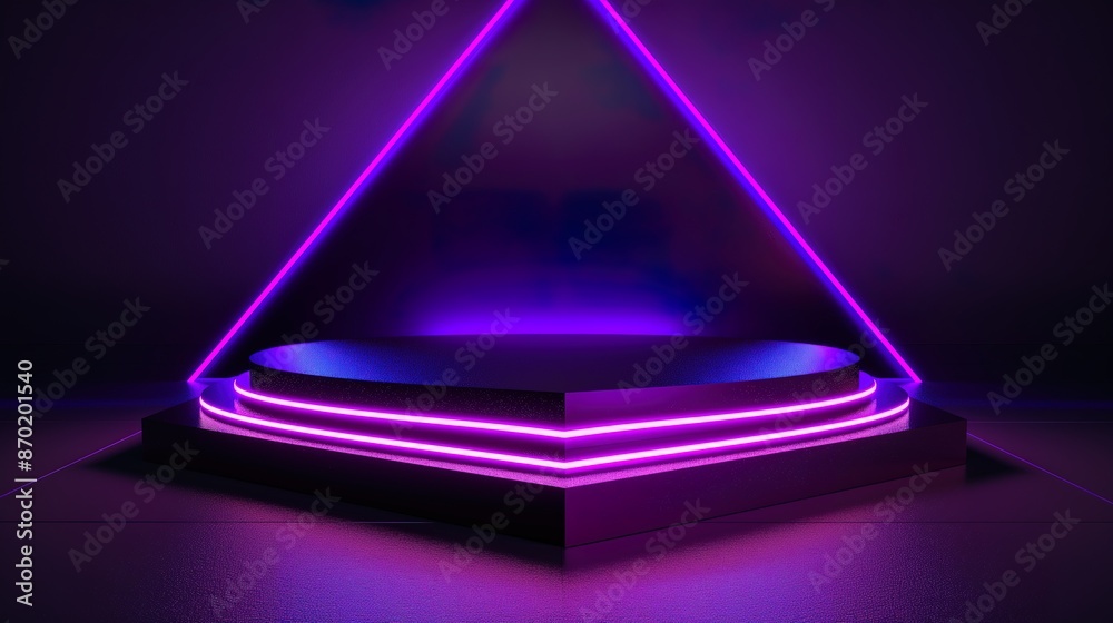 futuristic purple luminous geometric frame podium, business ecommerce product presentation background futuristic purple luminous geometric frame podium, business ecommerce product presentation background