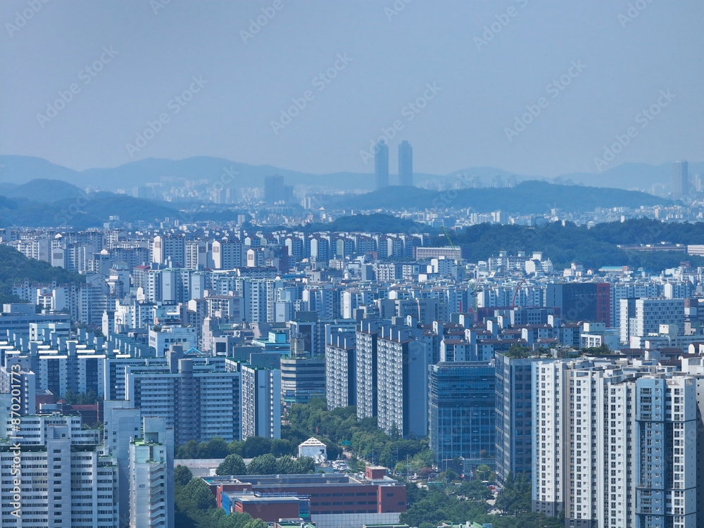 Obraz premium 스모그 가득한 서울도심 풍경