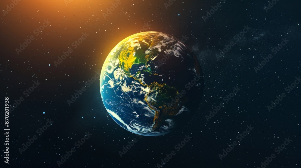 Obraz premium The rotation brings about the cycle of day and night, a fundamental rhythm that governs life on our planet.