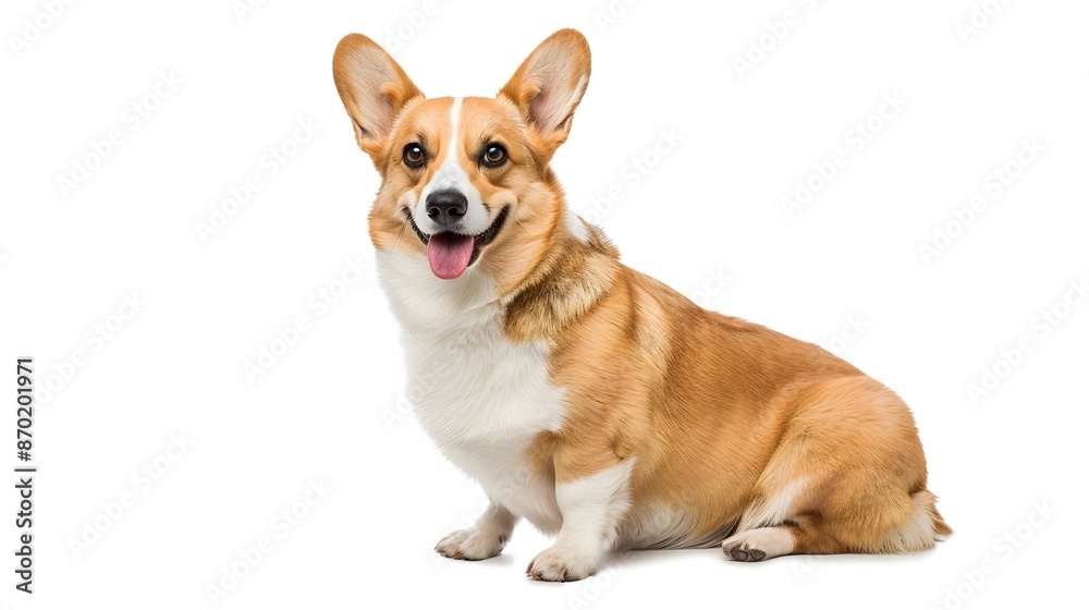 welsh corgi breed dog sitting on a white background. welsh corgi breed dog sitting on a white background.