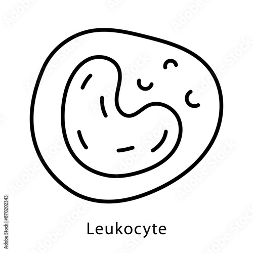 Leukocyte cell, line icon. White blood cell, immune cell, immunocytes symbol. Circulatory system, blood composition, cells, immune system, protection. Linear illustration, editable strokes