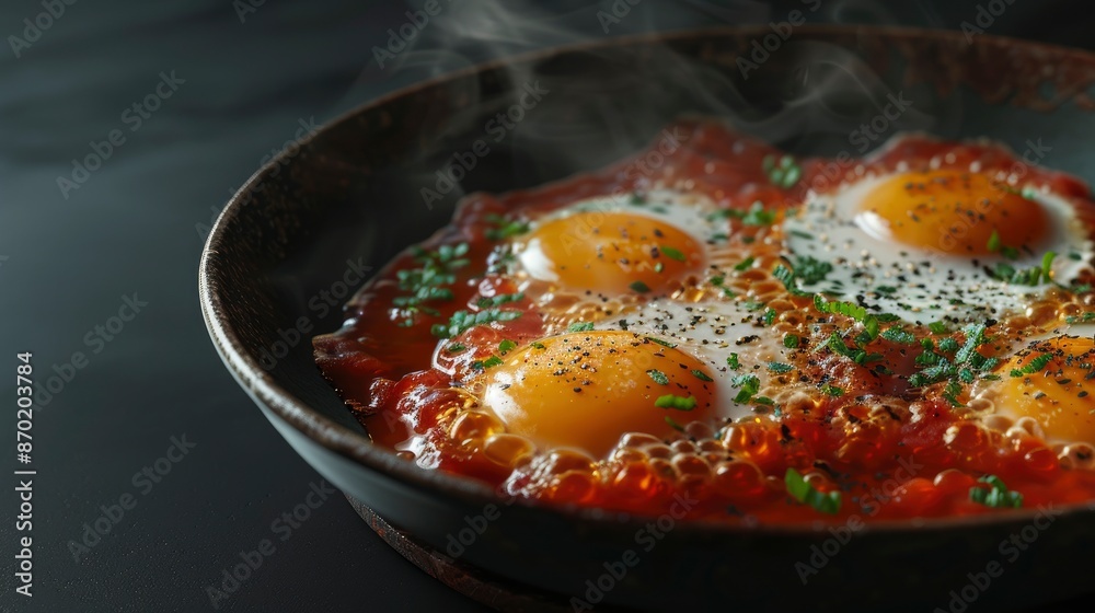 Eggs In Purgatory, A Delicious Southern Italian Dish Of Fried Eggs In A Rich Tomato Sauce Eggs In Purgatory, A Delicious Southern Italian Dish Of Fried Eggs In A Rich Tomato Sauce