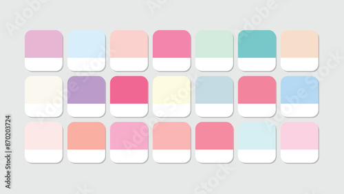 kawaii vibes Color Guide Palette with Color Names. Example of kawaii vibes catalog with RGB HEX code and name, Pantone Color Palette Catalog