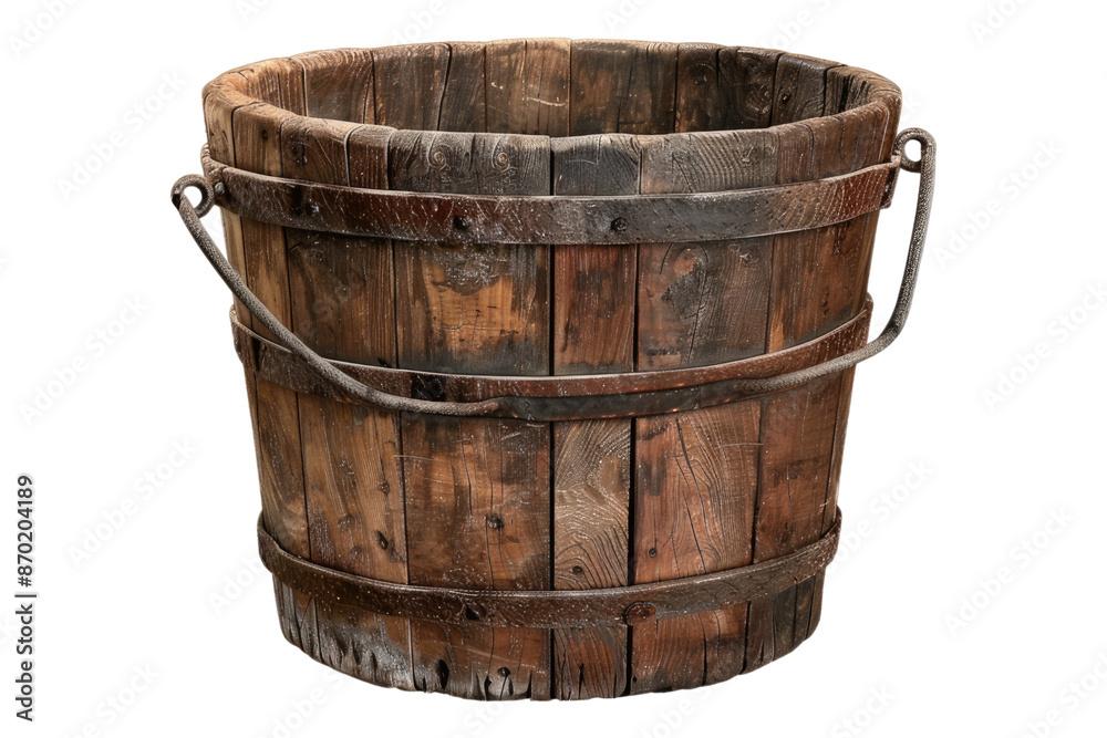 Old wooden bucket isolated on transparent background Old wooden bucket isolated on transparent background