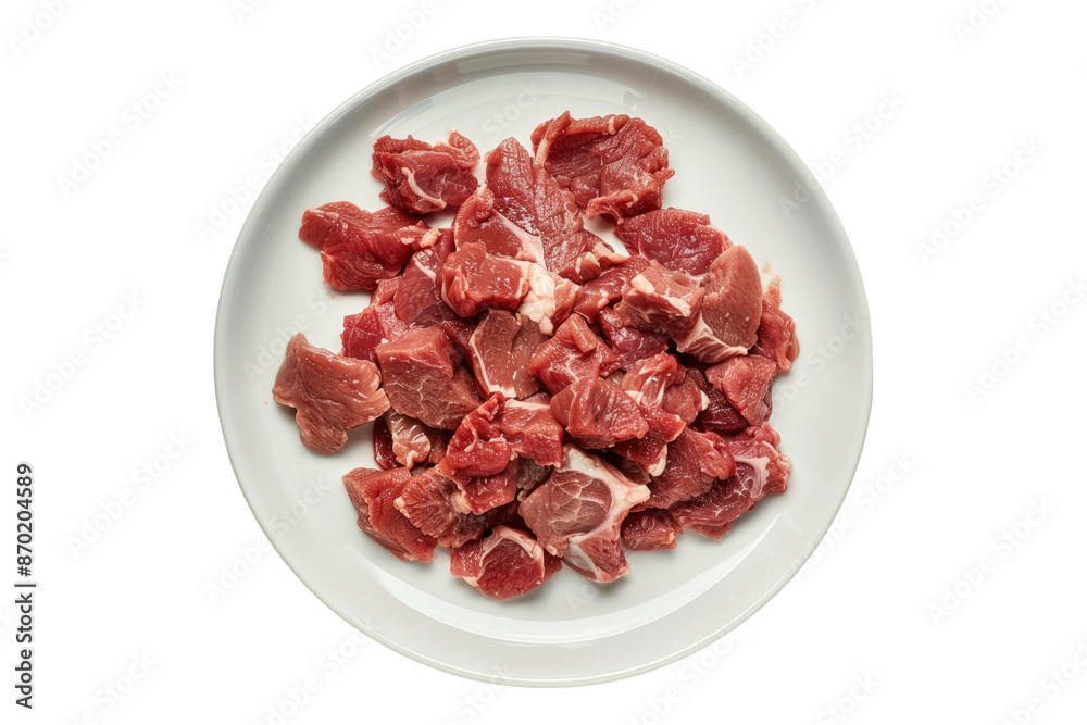 Pieces of raw meat isolated on transparent background