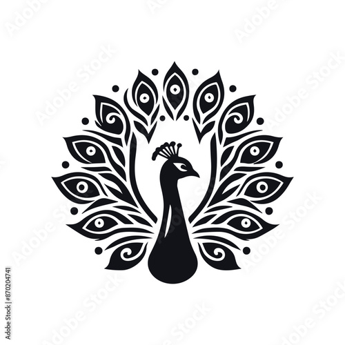 Artistic Peacock Silhouette Illustration