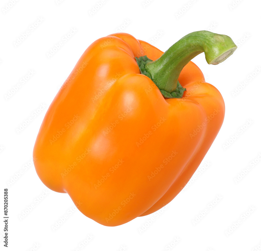 Fresh whole orange Bell pepper isolated, transparent PNG, PNG format, full depth of field Fresh whole orange Bell pepper isolated, transparent PNG, PNG format, full depth of field